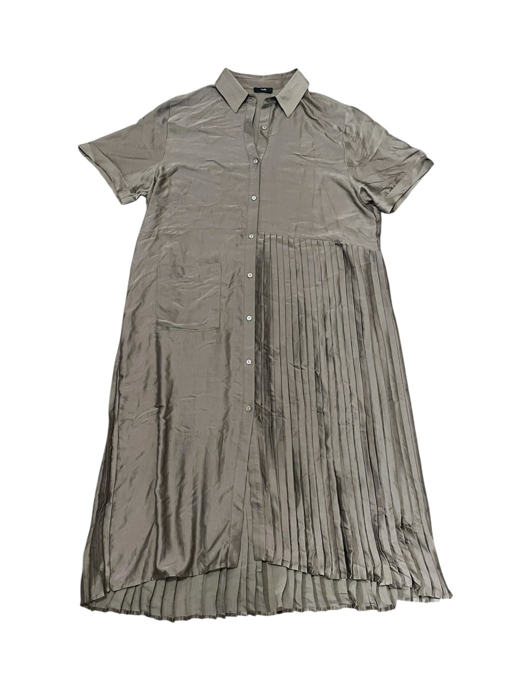 Ruti Pleated Short Sleeve Button Down Midi Dress